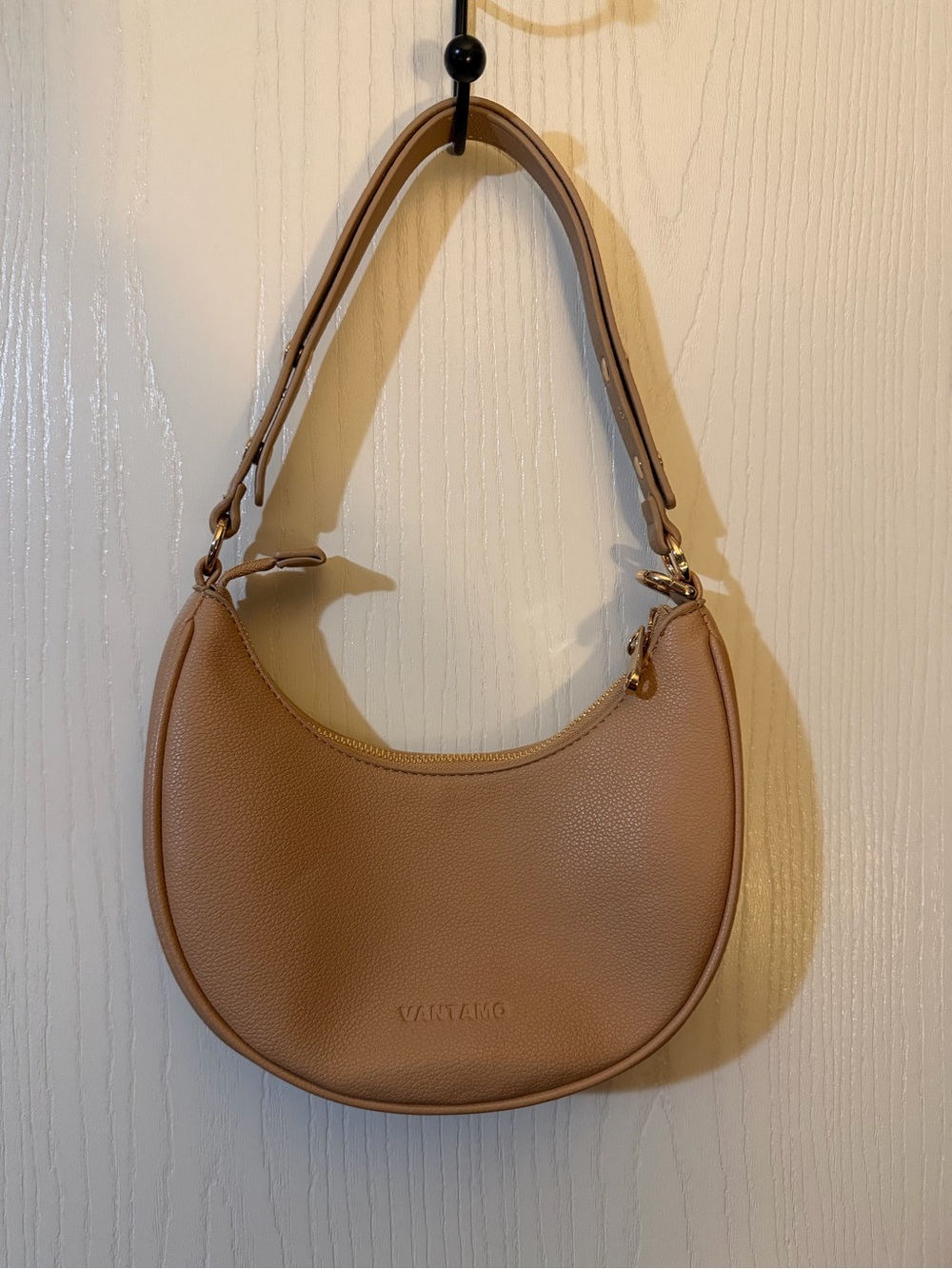 Tan Cresent Bag with RFID and Anti Theft Clip